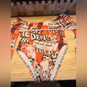 New Girl Order Graphic Magazine Female Monster Bodysuit Stretchy Size 16 XL